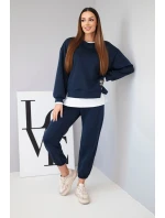 Dámský komplet s máslovou mikinou a volnými tepláky modrý Dámský komplet s máslovou mikinou a volnými tepláky modrý