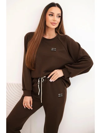 Dámský komplet z viskózy s mikinou a kalhotami hnědý Dámský komplet z viskózy s mikinou a kalhotami hnědý
