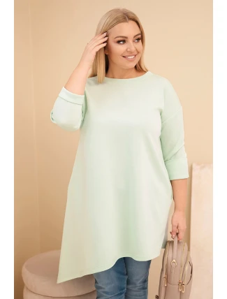 Dámská suknička Plus Size z viskózy s volným střihem a dlouhým rukávem mátová Dámská suknička Plus Size z viskózy s volným střihem a dlouhým rukávem mátová