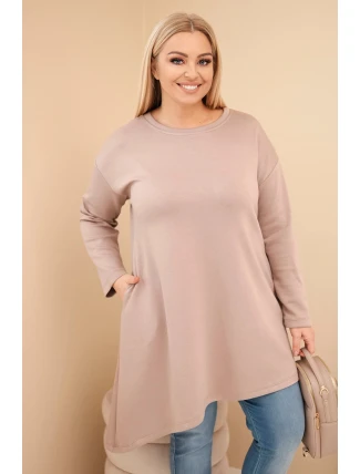 Dámská sukienka Plus Size z viskózy s volným střihem a dlouhým rukávem fango Dámská sukienka Plus Size z viskózy s volným střihem a dlouhým rukávem fango
