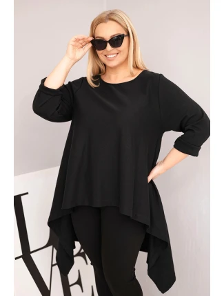 Dámská tunika Plus Size bavlněná s asymetrickým střihem černá Dámská tunika Plus Size bavlněná s asymetrickým střihem černá