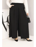 Dámské bavlněné kalhoty Plus Size s širokými nohavicemi a volným střihem černé