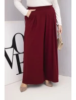 Dámské bavlněné kalhoty Plus Size s širokými nohavicemi a volným střihem bordové