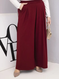 Dámské bavlněné kalhoty Plus Size s širokými nohavicemi a volným střihem bordové