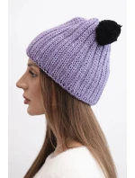 Dámská zimní čepice vlněná s bambulí K433 fialová Dámská zimní čepice vlněná s bambulí K433 fialová