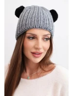 Dámská zimní pletená čepice s bambulí K433 tmavě šedá Dámská zimní pletená čepice s bambulí K433 tmavě šedá