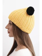 Dámská zimní čepice vlněná s bambulí K433 žlutá Dámská zimní čepice vlněná s bambulí K433 žlutá