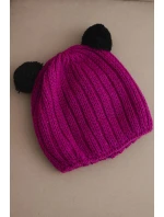 Dámská zimní čepice vlněná s bambulí K433 fuchsie Dámská zimní čepice vlněná s bambulí K433 fuchsie