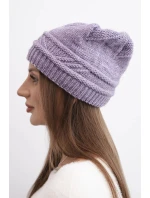 Dámská zimní čepice z vlny a s propleteným vzorem K428 fialová Dámská zimní čepice z vlny a s propleteným vzorem K428 fialová