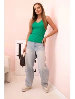 Top dámský bavlněný na ramínkách s výstřihem do V zelená Top dámský bavlněný na ramínkách s výstřihem do V zelená