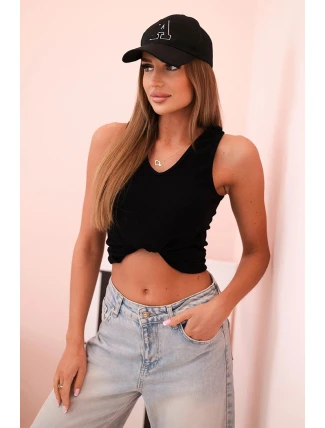 Top dámský bavlněný na ramínkách s výstřihem do V černá Top dámský bavlněný na ramínkách s výstřihem do V černá