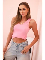 Top dámský bavlněný na ramínkách s výstřihem do V světle růžový Top dámský bavlněný na ramínkách s výstřihem do V světle růžový