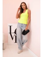 Top dámský bavlněný na ramínkách s výstřihem do V neonově žlutý Top dámský bavlněný na ramínkách s výstřihem do V neonově žlutý
