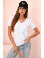 Dámská bavlněná blůza s výstřihem do V a krátkým rukávem bílá Dámská bavlněná blůza s výstřihem do V a krátkým rukávem bílá