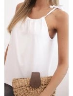 Dámská bavlněná tílko s uvázáním u krku bílá Dámská bavlněná tílko s uvázáním u krku bílá