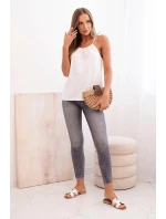 Dámská bavlněná tílko s uvázáním u krku bílá Dámská bavlněná tílko s uvázáním u krku bílá