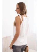 Dámská bavlněná tílko s uvázáním u krku bílá Dámská bavlněná tílko s uvázáním u krku bílá