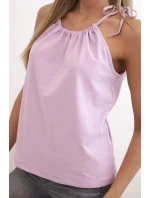 Dámská bavlněná tílko s uvázáním u krku fialová Dámská bavlněná tílko s uvázáním u krku fialová