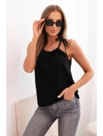 Dámská bavlněná tílko s uvázáním u krku černá Dámská bavlněná tílko s uvázáním u krku černá