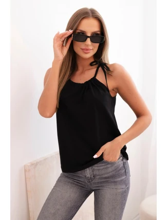 Dámská bavlněná tílko s uvázáním u krku černá Dámská bavlněná tílko s uvázáním u krku černá