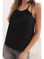 Dámská bavlněná tílko s uvázáním u krku černá Dámská bavlněná tílko s uvázáním u krku černá
