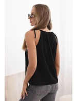 Dámská bavlněná tílko s uvázáním u krku černá Dámská bavlněná tílko s uvázáním u krku černá