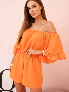 Dámský bavlněný overal bez rukávů s vázáním v pase ecru