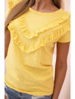 Dámská bavlněná blůza s výstřihem do V a potiskem bílá Dámská bavlněná blůza s výstřihem do V a potiskem bílá