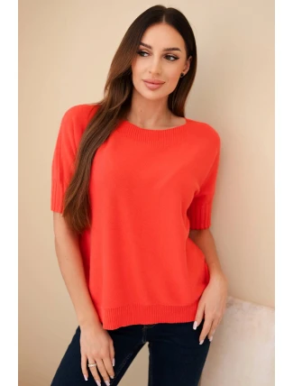 Svetr dámský z viskózy s krátkým rukávem malinový Svetr dámský z viskózy s krátkým rukávem malinový