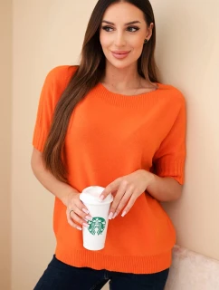 Dámský svetr z viskózy s krátkým rukávem oranžový