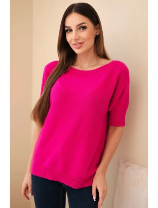 Dámský svetr z viskózy s krátkým rukávem fuchsie