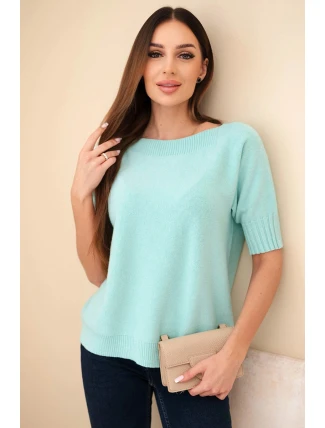 Dámský svetr z viskózy s krátkým rukávem mátový