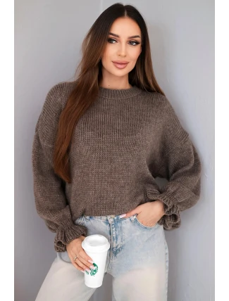 Dámský svetr s přídavkem mohairu a vlny v volném střihu fango