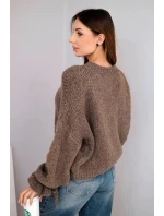 Dámský svetr s přídavkem mohéru, s hrubým pletením a ozdobnými rukávy fango