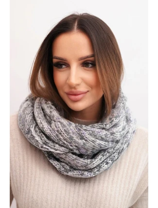 Dámský vlněný melírovaný silný zimní šál KN24 šedý+fialový Dámský vlněný melírovaný silný zimní šál KN24 šedý+fialový