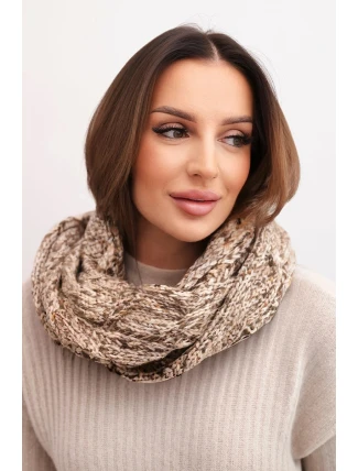Komin dámský vlněný melírovaný silný šál na zimu KN24 tmavě béžový Komin dámský vlněný melírovaný silný šál na zimu KN24 tmavě béžový