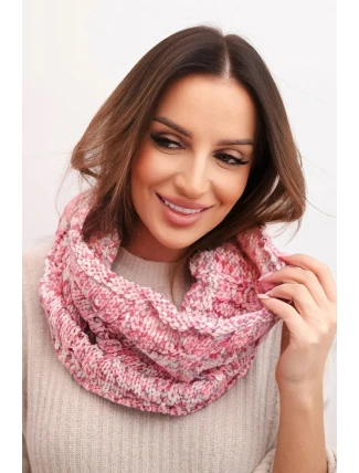 Dámský pletený měkký melírovaný zimní šátek KN25 světlá růžová