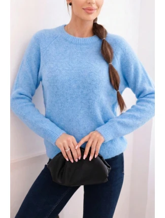 Dámský svetr z baby alpaky s dlouhým rukávem modrý