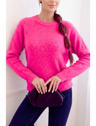 Svetr dámský z baby alpaky s dlouhým rukávem neonově růžový Svetr dámský z baby alpaky s dlouhým rukávem neonově růžový