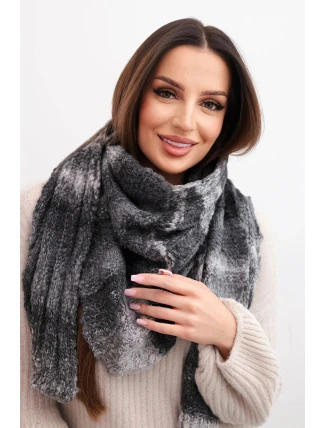 Dámský vlněný šátek měkký a teplý v barevných pruzích KN19 grafitový Dámský vlněný šátek měkký a teplý v barevných pruzích KN19 grafitový