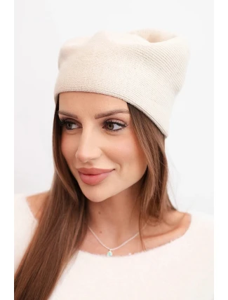 Dámská klasická hladká vlněná čepice beanie K420 béžová