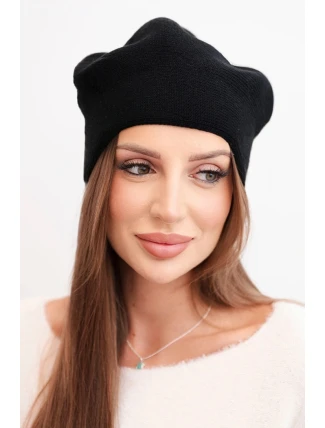 Dámská vlněná klasická hladká čepice beanie K420 černá