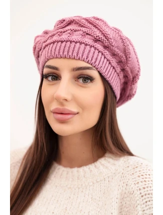 Dámská zimní čepice z volného úpletu s ozdobným vzorem K378 fialová Dámská zimní čepice z volného úpletu s ozdobným vzorem K378 fialová