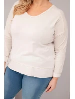 Dámská blůza Plus Size s V výstřihem a delším zadním dílem béžová