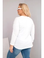 Dámská blůza Plus Size s V výstřihem a delší zadní částí bílá