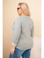 Dámská blůza Plus Size s potiskem a delším zadním dílem khaki