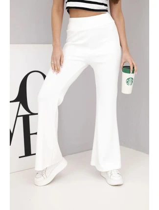 Dámské kalhoty máslíčko s rozšiřující se nohavicí ecru