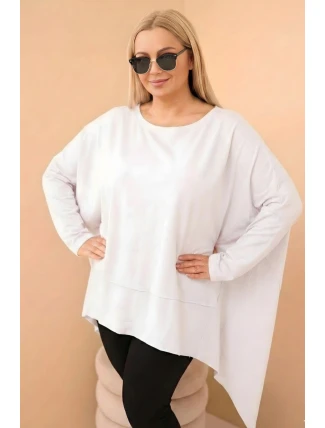 Dámská tunika Plus Size z bavlny s asymetrickým spodkem bílá