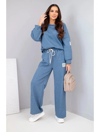 Dámská souprava máslo mikina + džíny melange modrý