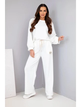 Dámská souprava máslo mikina + kalhoty bílý